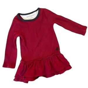💕❤️Burt’s Bees Baby 6-9M Cranberry Red Waffle‎ Material Top with Skirt Ruffle
